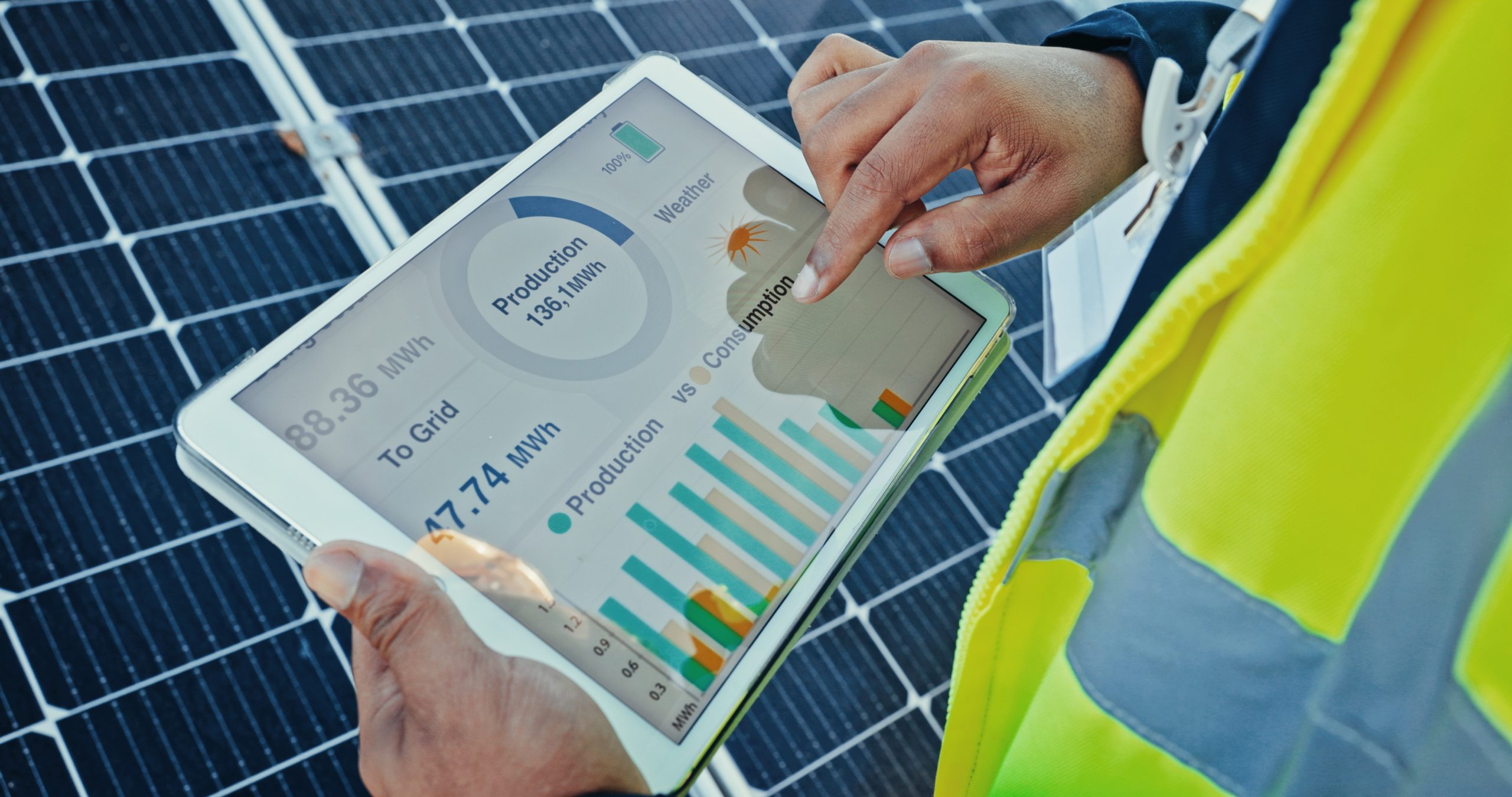Analysing solar power production data on a digital tablet